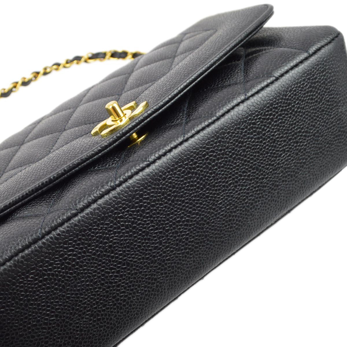 Chanel 1994-1996 Black Caviar Medium Diana Shoulder Bag