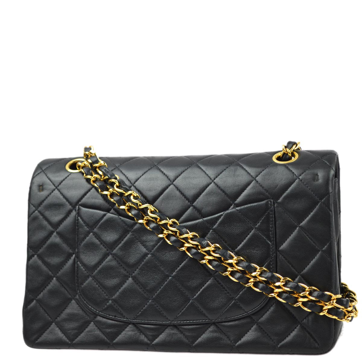 Chanel 1994-1996 Black Lambskin Medium Classic Double Flap Shoulder Bag