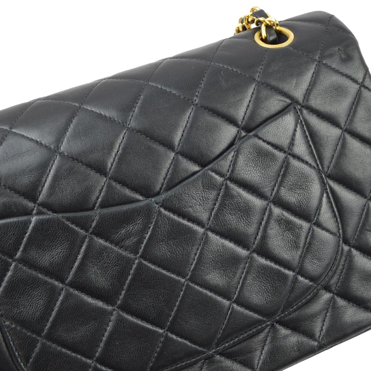 Chanel 1994-1996 Black Lambskin Medium Classic Double Flap Shoulder Bag