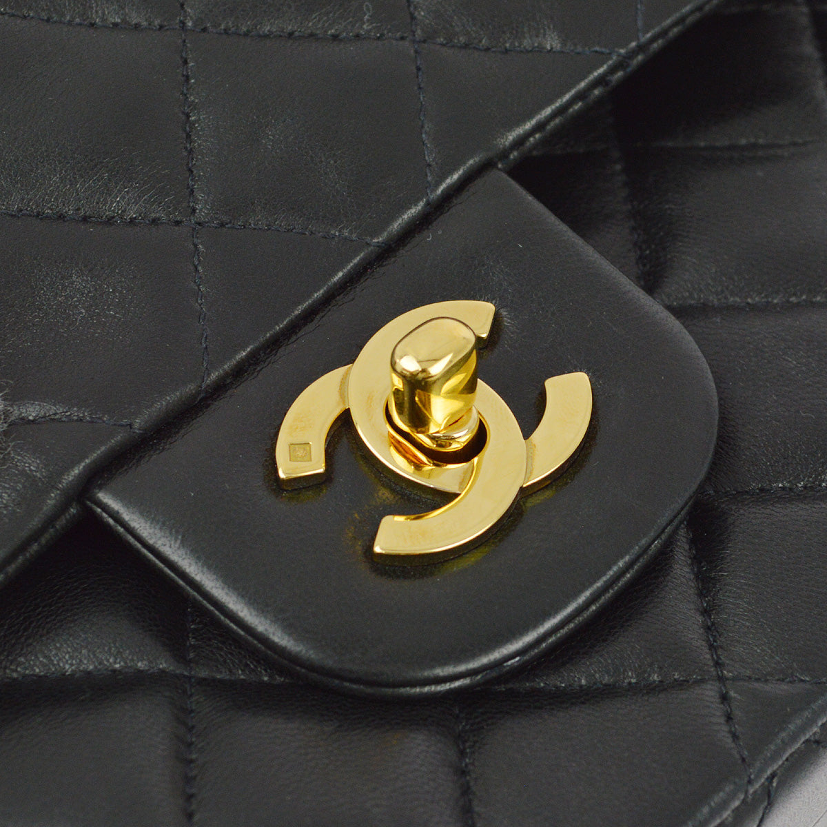 Chanel 1994-1996 Black Lambskin Small Classic Double Flap Shoulder Bag