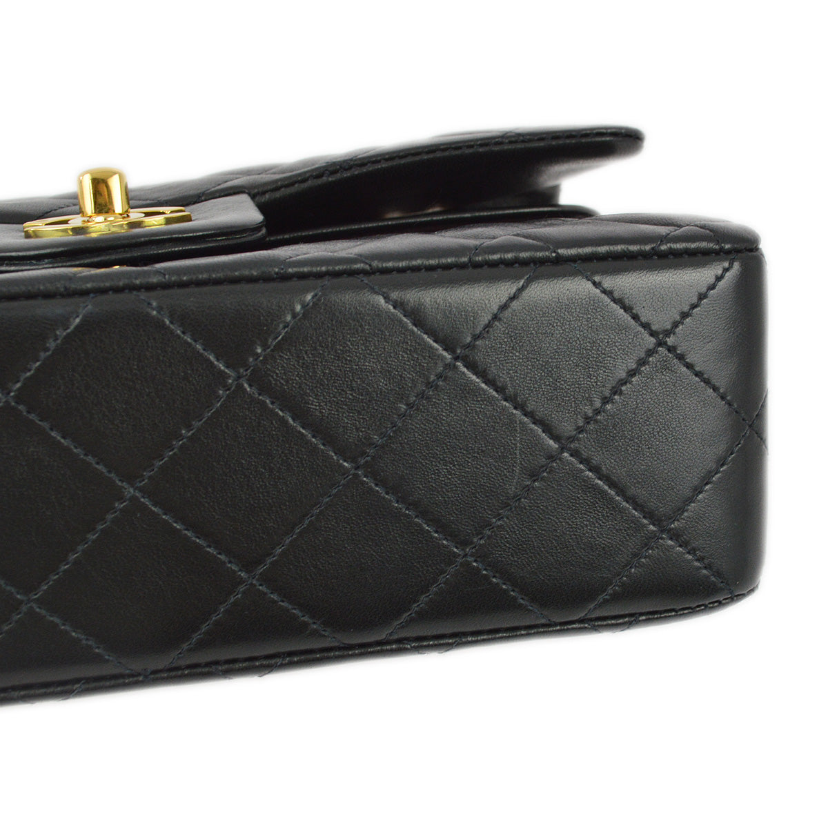 Chanel 1994-1996 Black Lambskin Small Classic Double Flap Shoulder Bag