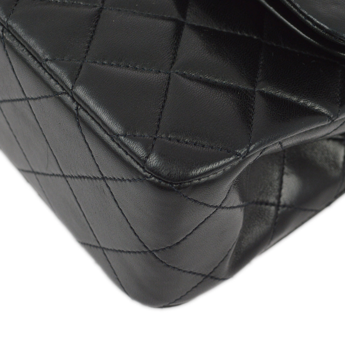 Chanel 1994-1996 Black Lambskin Small Classic Double Flap Shoulder Bag