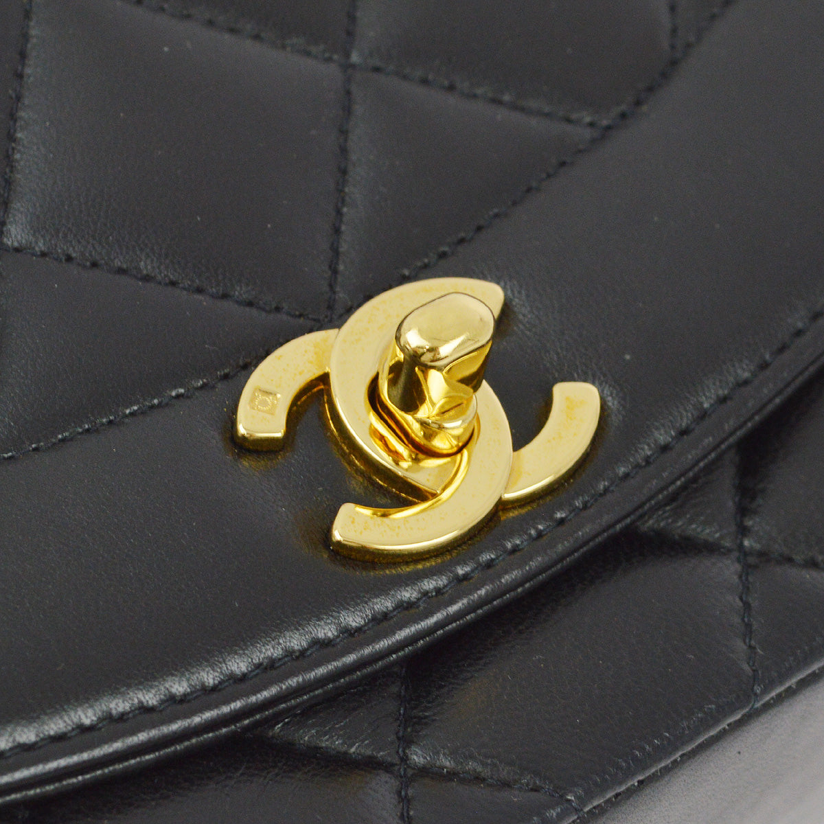 Chanel 1994-1996 Black Lambskin Small Diana Shoulder Bag