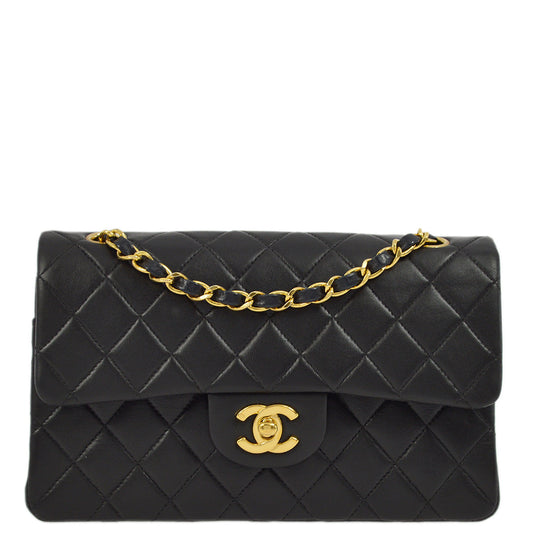 Chanel 2000-2001 Black Lambskin Small Classic Double Flap Shoulder Bag