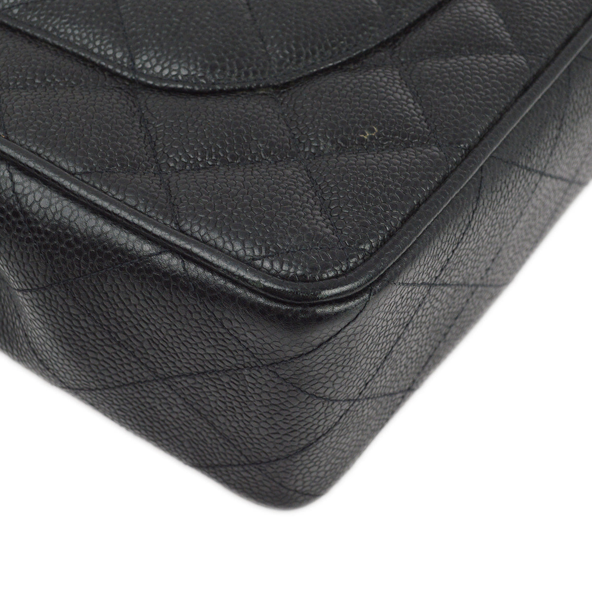 Chanel 1994-1996 Black Caviar Jumbo Classic Flap Shoulder Bag