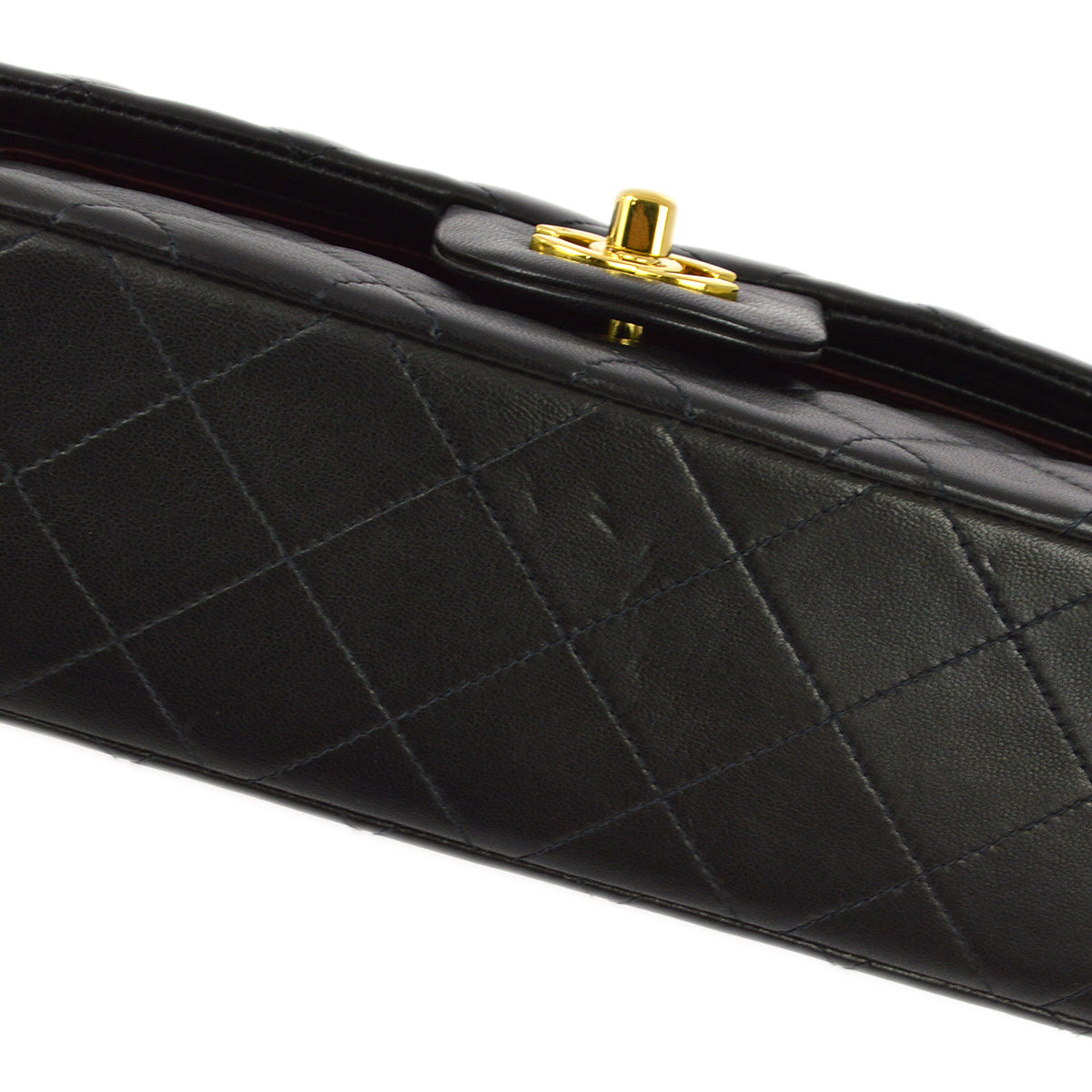 Chanel 1994-1996 Black Lambskin Small Classic Double Flap Shoulder Bag