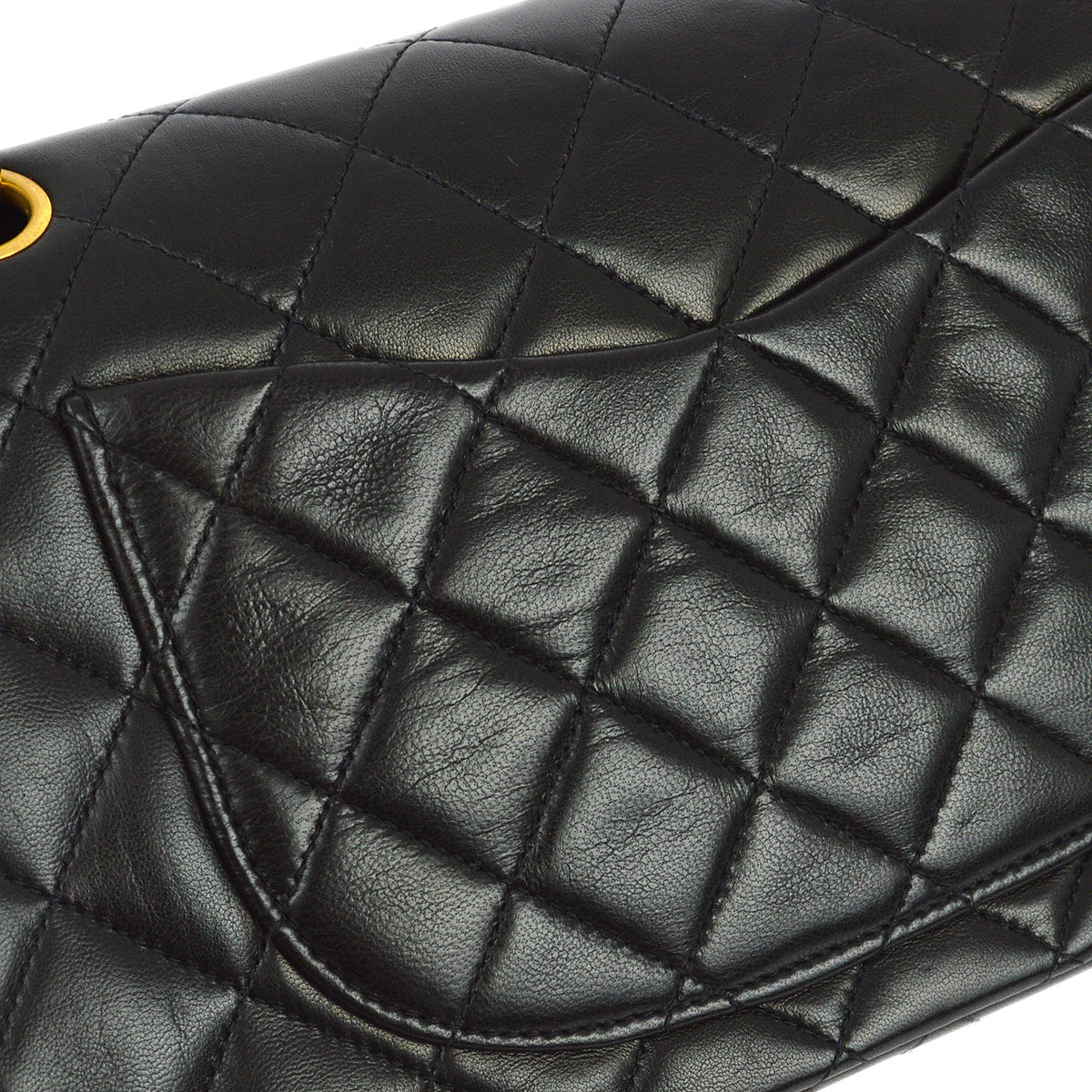 Chanel 1994-1996 Black Lambskin Small Classic Double Flap Shoulder Bag