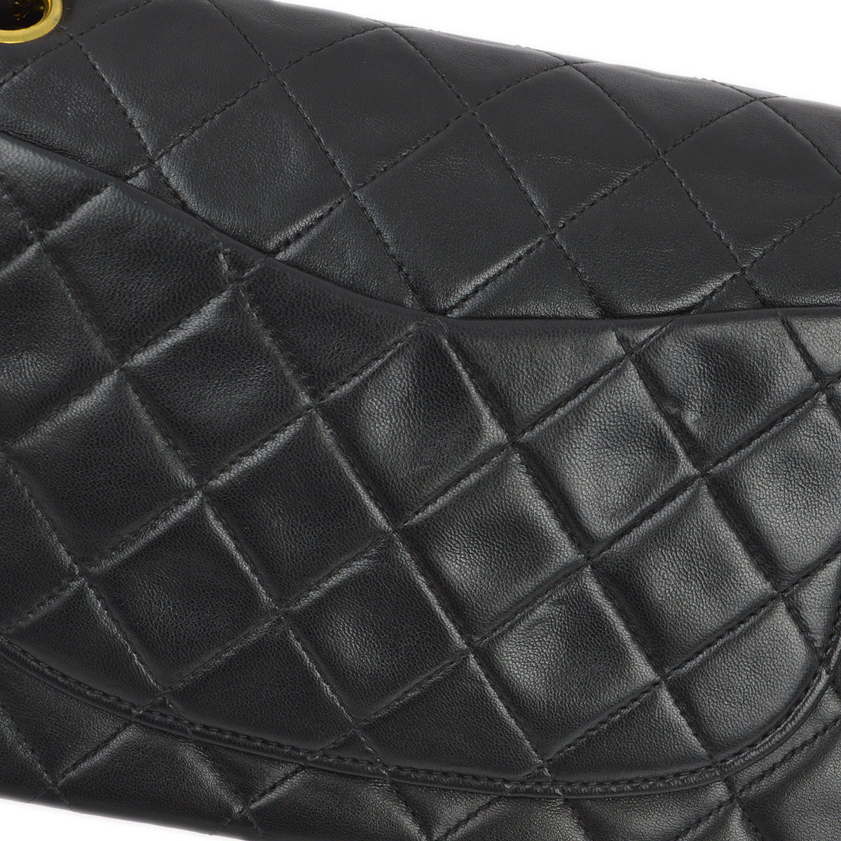 Chanel 1996-1997 Black Lambskin Small Classic Double Flap Shoulder Bag