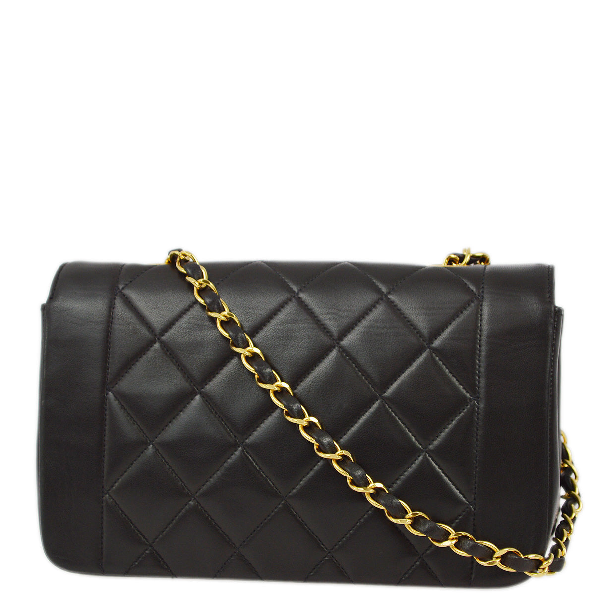 Chanel 1994-1996 Black Lambskin Small Diana Shoulder Bag