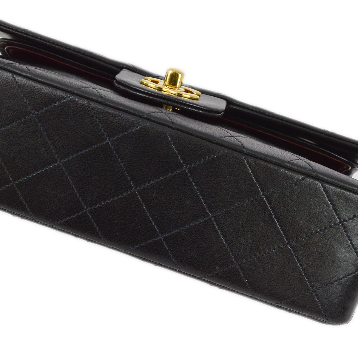 Chanel 1991-1994 Black Lambskin Small Classic Double Flap Shoulder Bag