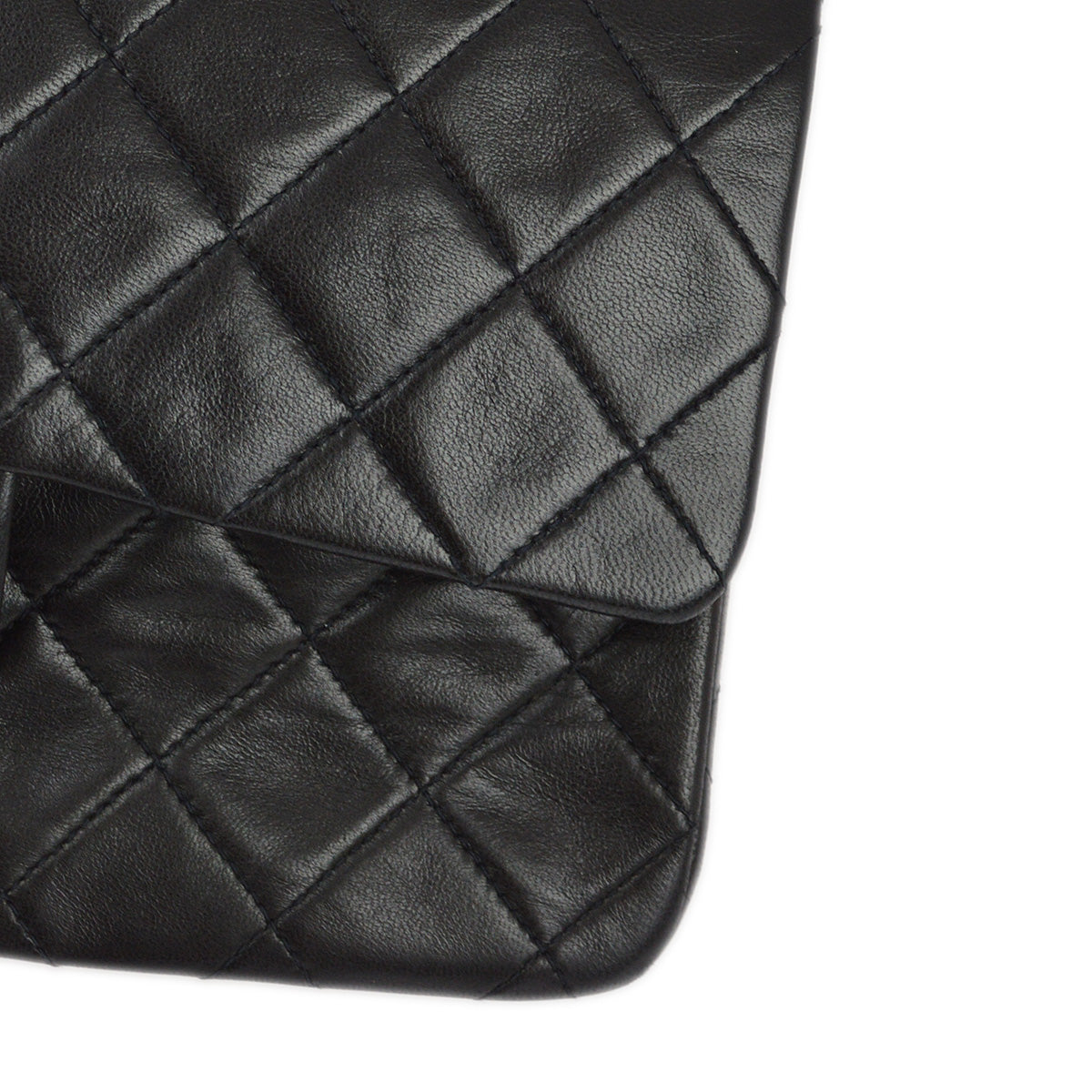 Chanel 1991-1994 Black Lambskin Small Classic Double Flap Shoulder Bag