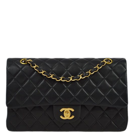 Chanel 2000-2001 Black Lambskin Medium Classic Double Flap Shoulder Bag
