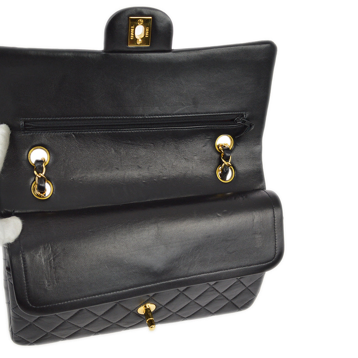 Chanel 2000-2001 Black Lambskin Medium Classic Double Flap Shoulder Bag