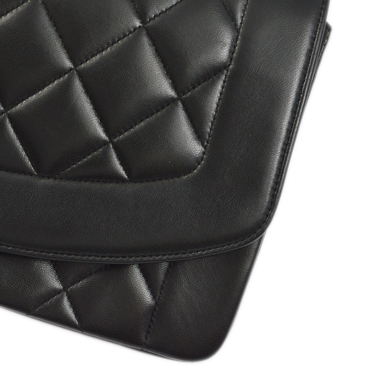 Chanel 1991-1994 Black Lambskin Medium Diana Shoulder Bag
