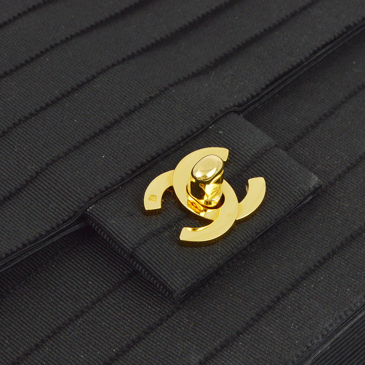 Chanel 1989-1991 Black Canvas Flap Chain Shoulder Bag