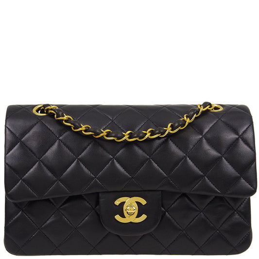 Chanel * 1994-1996 Black Lambskin Small Classic Double Flap Shoulder Bag