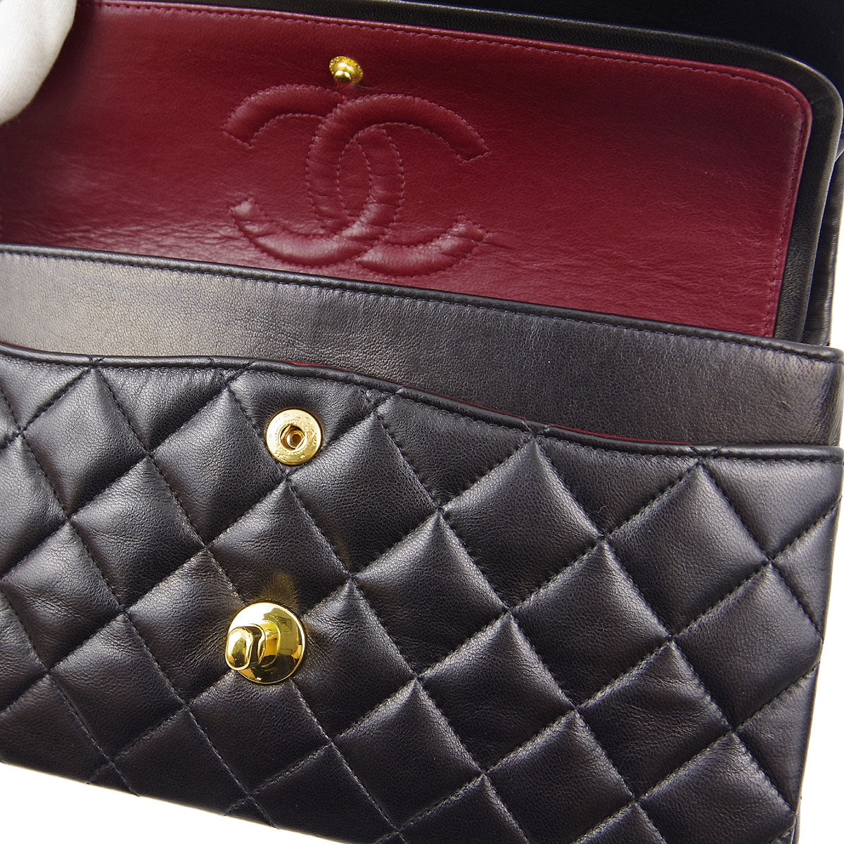 Chanel * 1994-1996 Black Lambskin Small Classic Double Flap Shoulder Bag