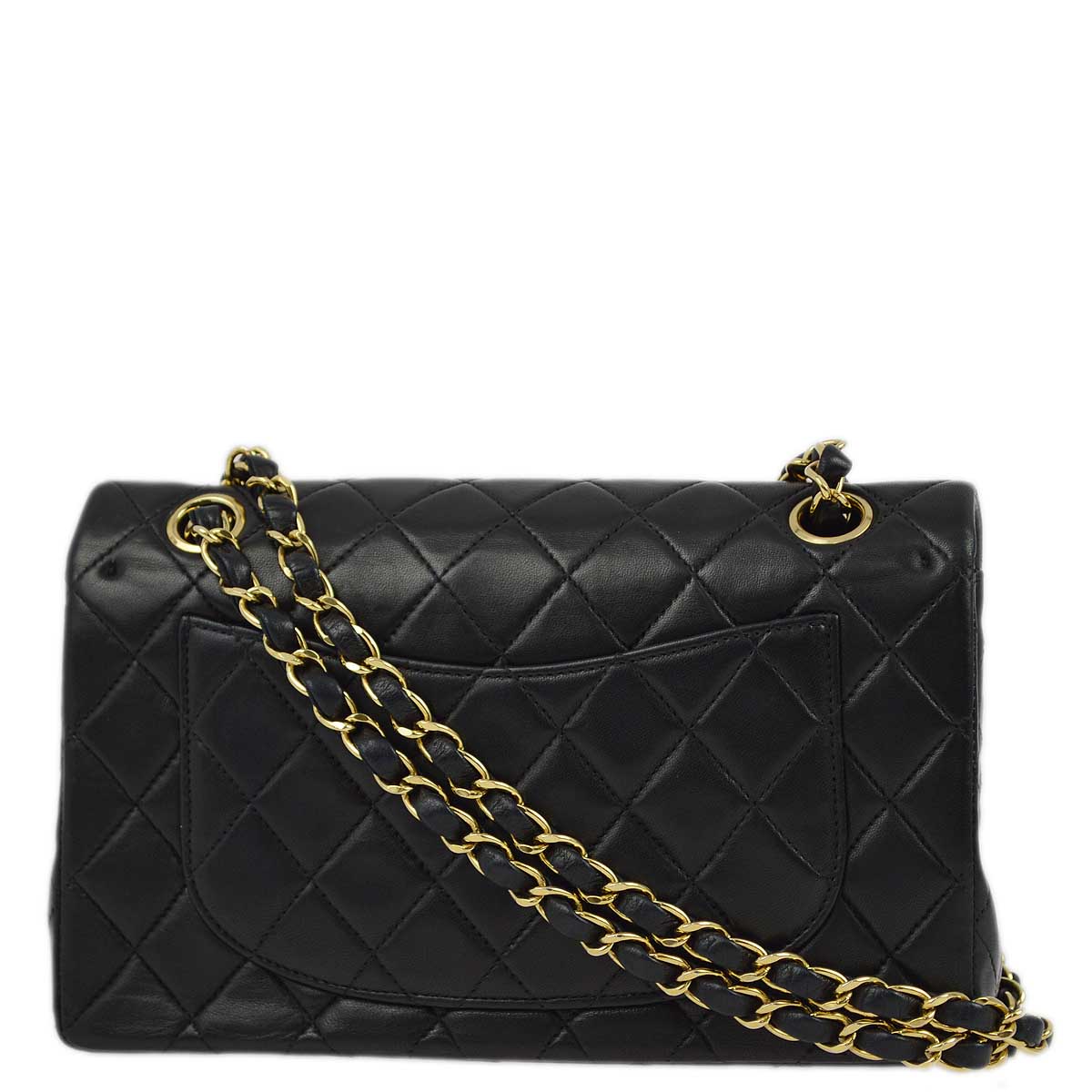 Chanel 2001-2003 Black Lambskin Small Classic Double Flap Shoulder Bag