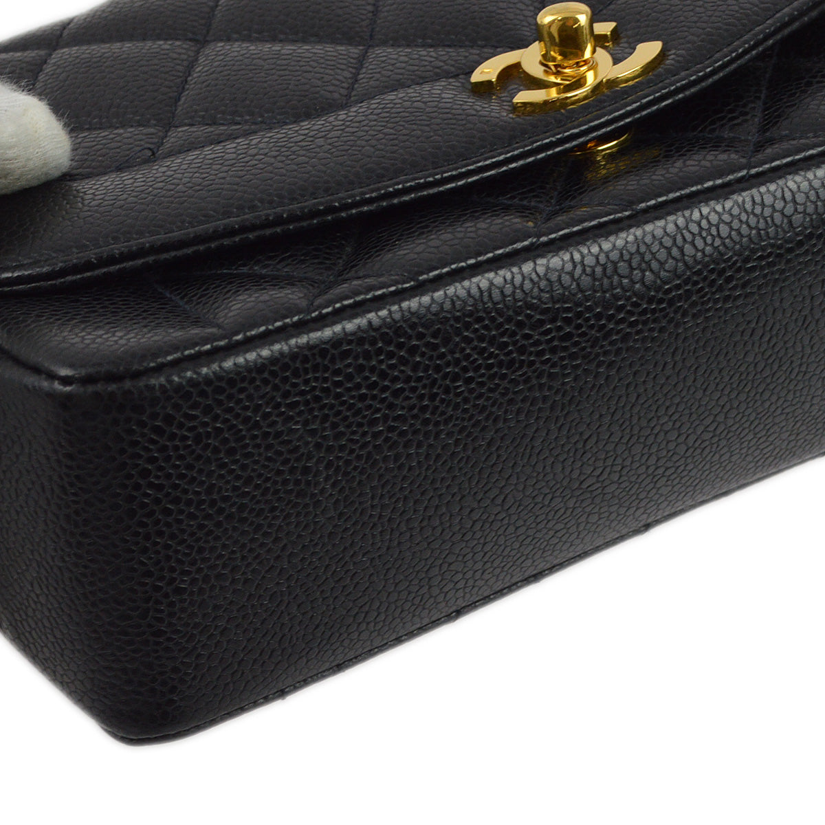 Chanel 1991-1994 Black Caviar Small Diana Shoulder Bag
