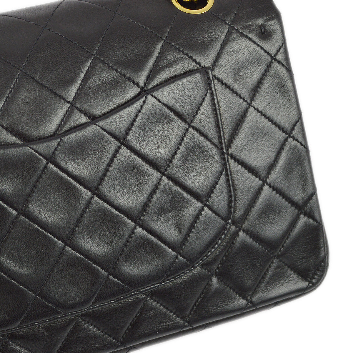 Chanel 1994-1996 Black Lambskin Medium Classic Double Flap Shoulder Bag