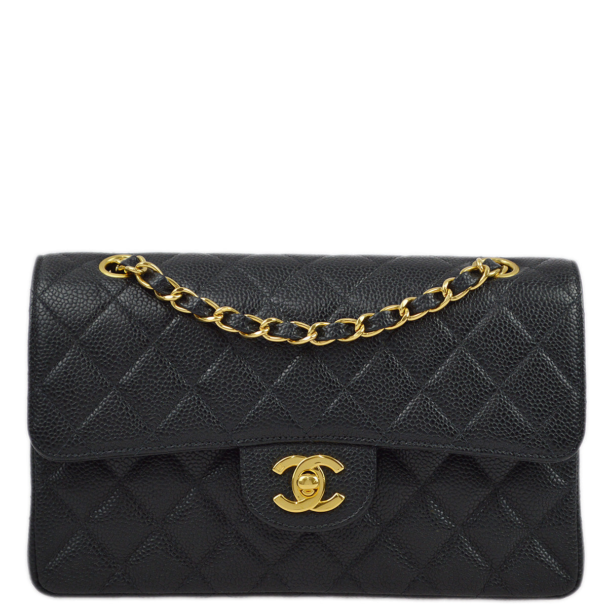 Chanel 2000-2001 Black Caviar Small Classic Double Flap Shoulder Bag