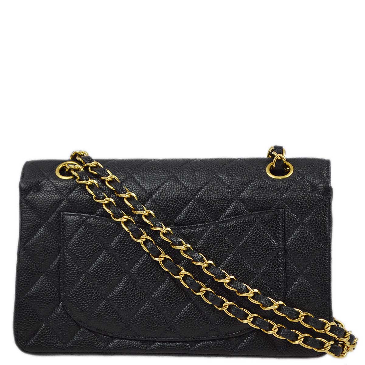 Chanel 2000-2001 Black Caviar Small Classic Double Flap Shoulder Bag