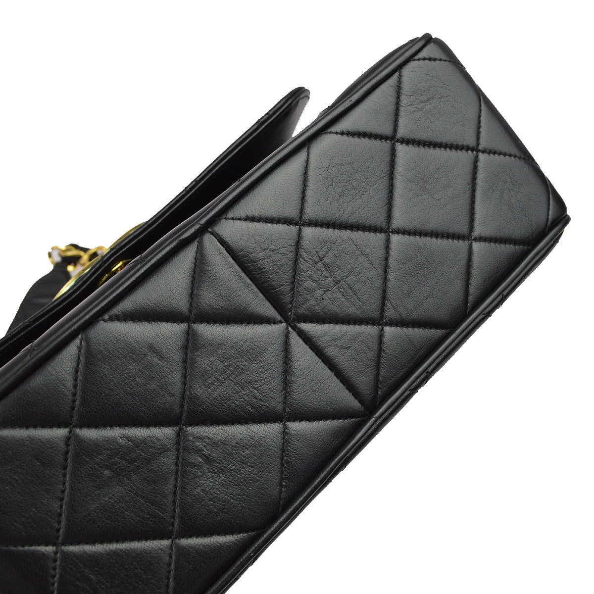 Chanel 1991-1994 Black Caviar Straight Flap Chain Shoulder Bag