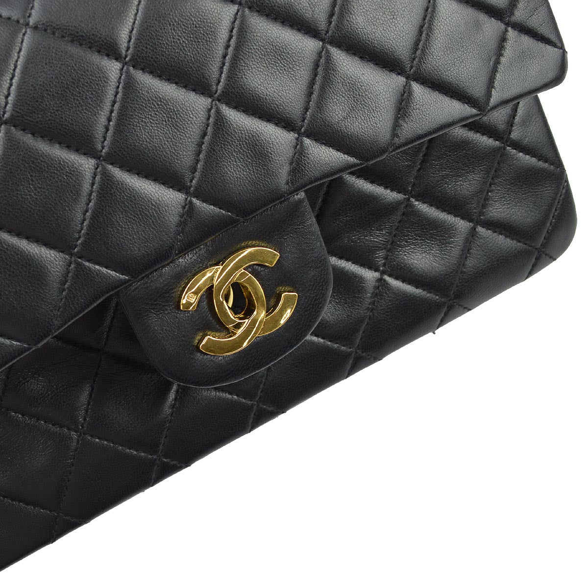 Chanel 1997-1999 Black Lambskin Small Classic Double Flap Shoulder Bag