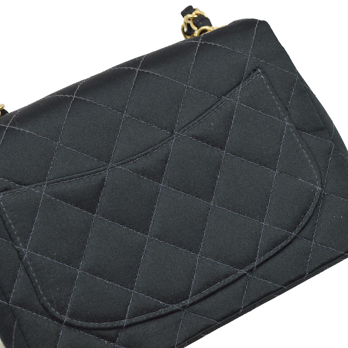 Chanel 2001-2003 Black Satin Mini Classic Square Flap Shoulder Bag 17