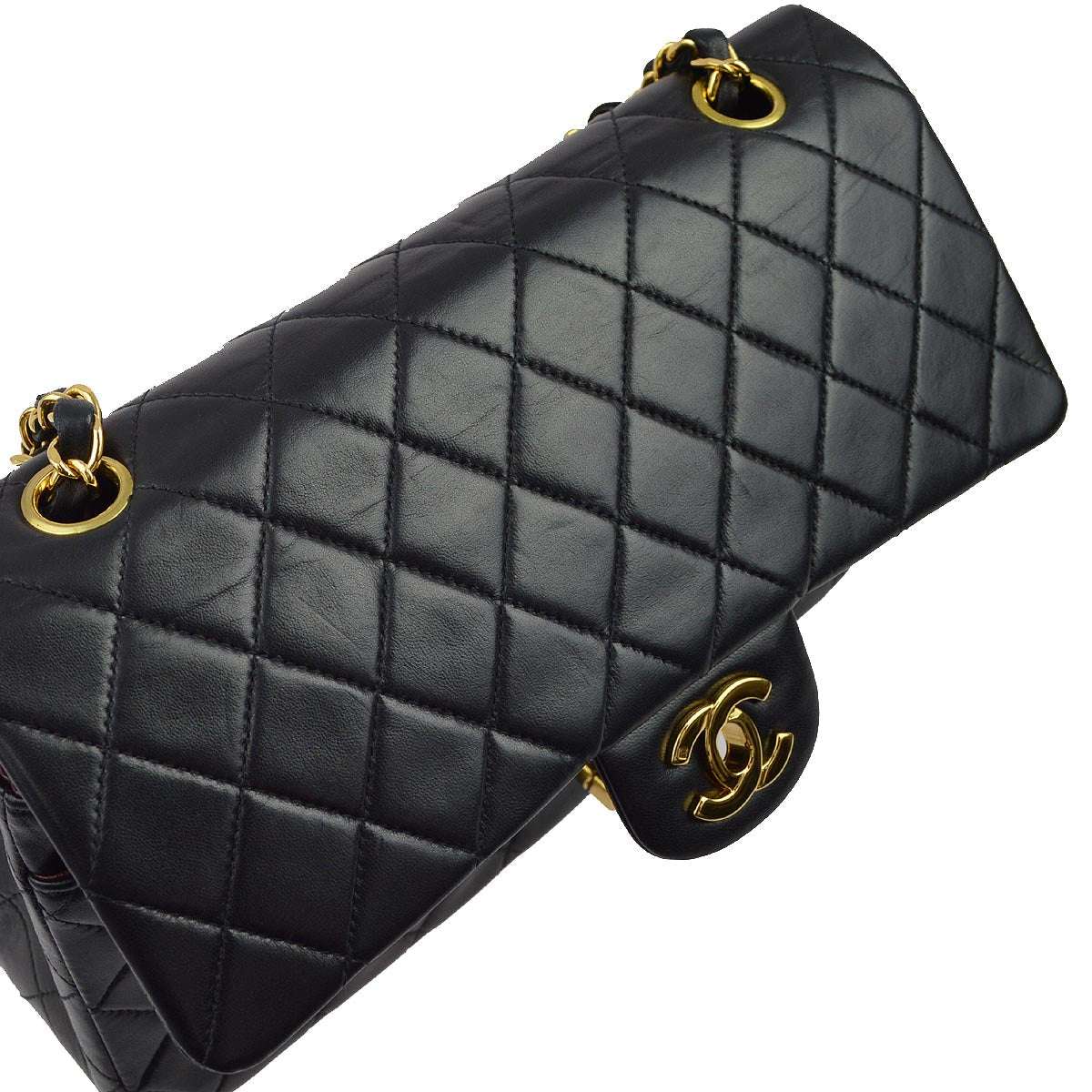 Chanel 2000-2001 Black Lambskin Medium Classic Double Flap Shoulder Bag