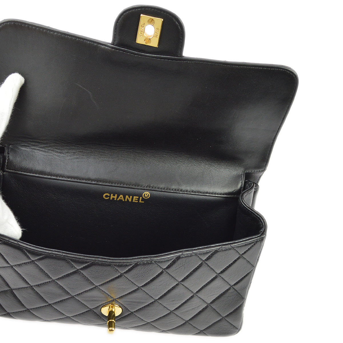 Chanel 1994-1996 Black Lambskin Double Sided Classic Flap Shoulder Bag