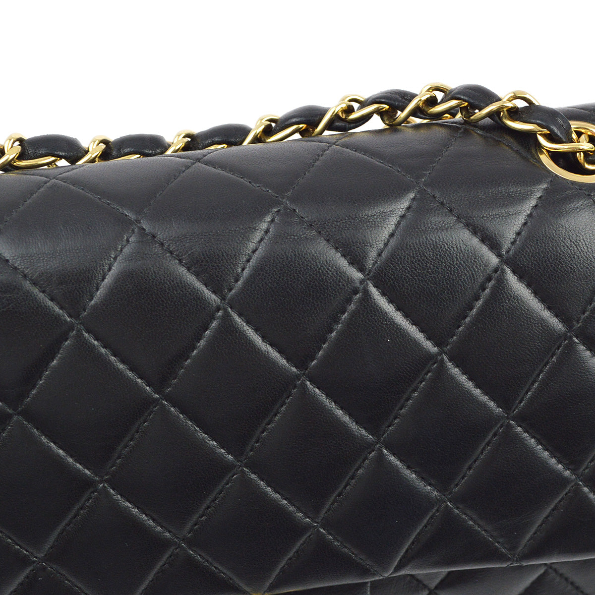 Chanel 2003-2004 Black Lambskin Medium Classic Double Flap Shoulder Bag