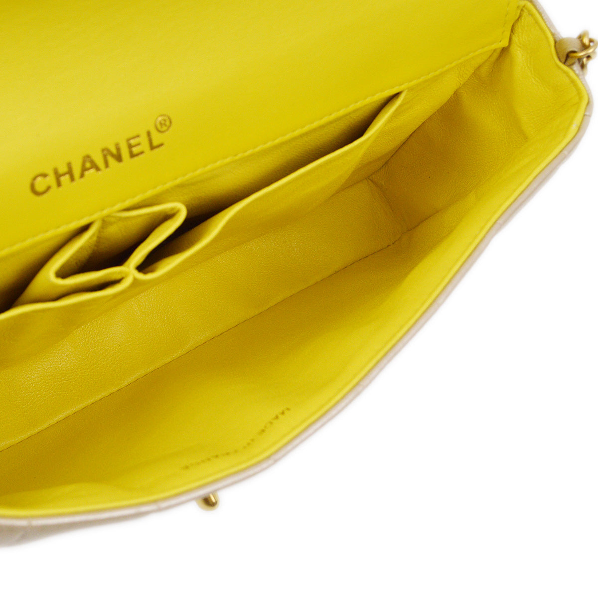 Chanel 2000-2001 Metallic Beige Lambskin East West Choco Bar Chain Shoulder Bag