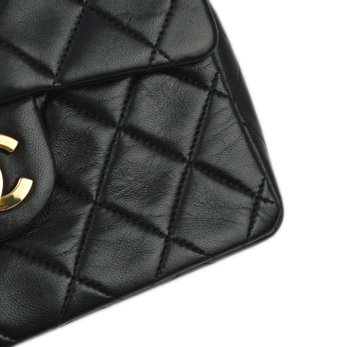 Chanel 1994-1996 Black Lambskin Mini Classic Square Flap Shoulder Bag 17