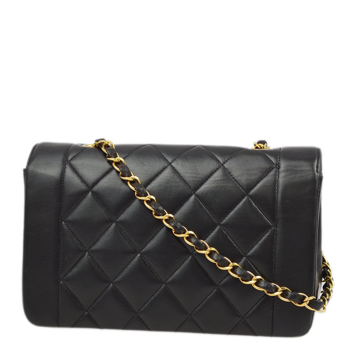 Chanel 1994-1996 Black Lambskin Small Diana Shoulder Bag