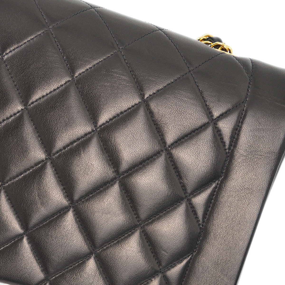 Chanel 1991-1994 Black Lambskin Medium Diana Shoulder Bag