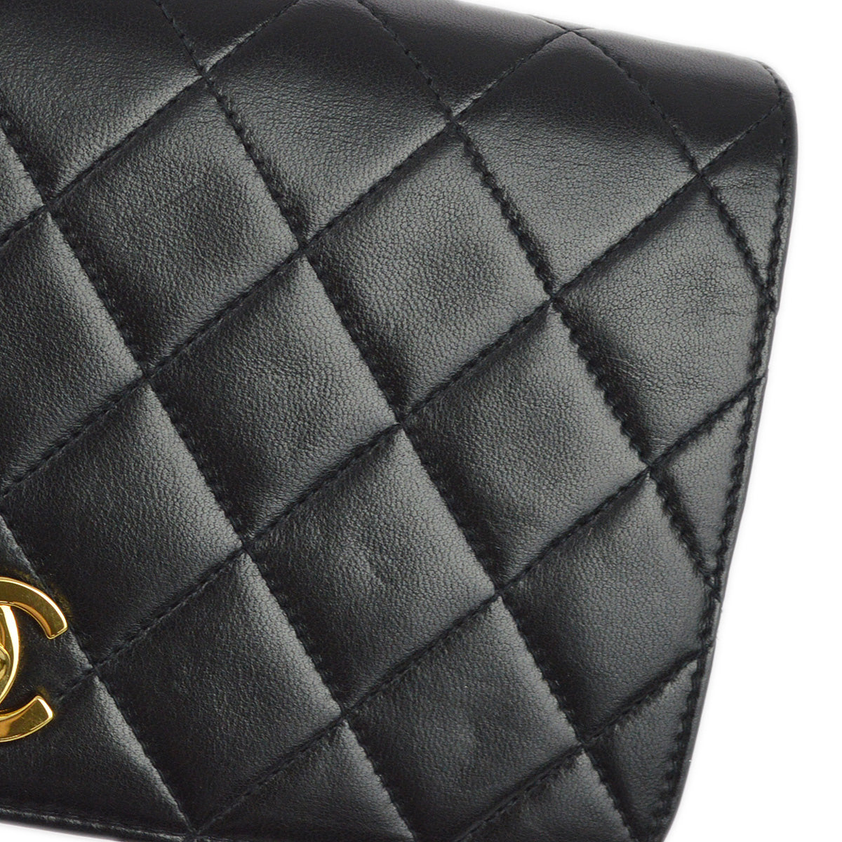Chanel 2000-2001 Black Lambskin Turnlock Mini Full Flap Shoulder Bag