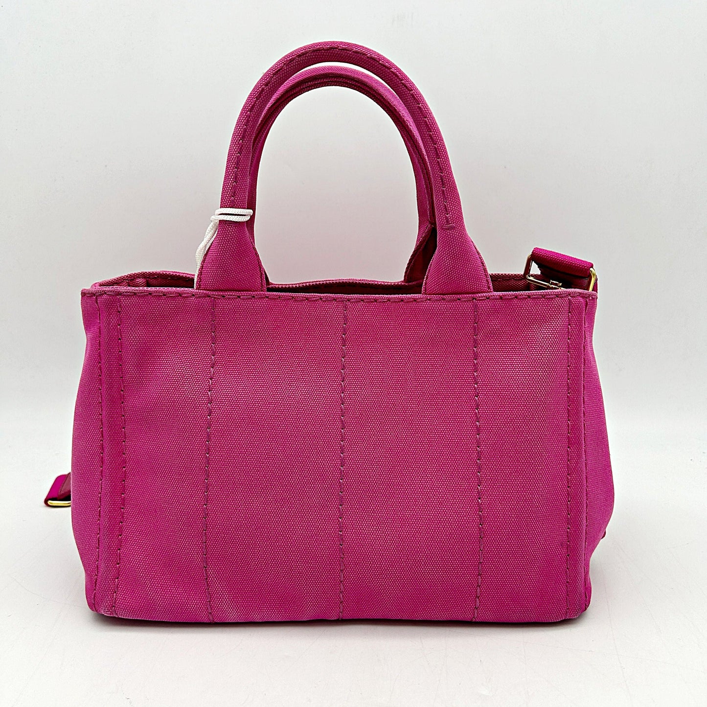 Pre-owned Prada  Denim Small Canapa Logo Tote Peonia LA10326