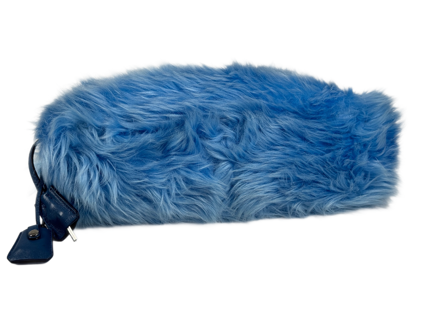 Prada Blue Faux Fur Medium Chain Shoulder Bag