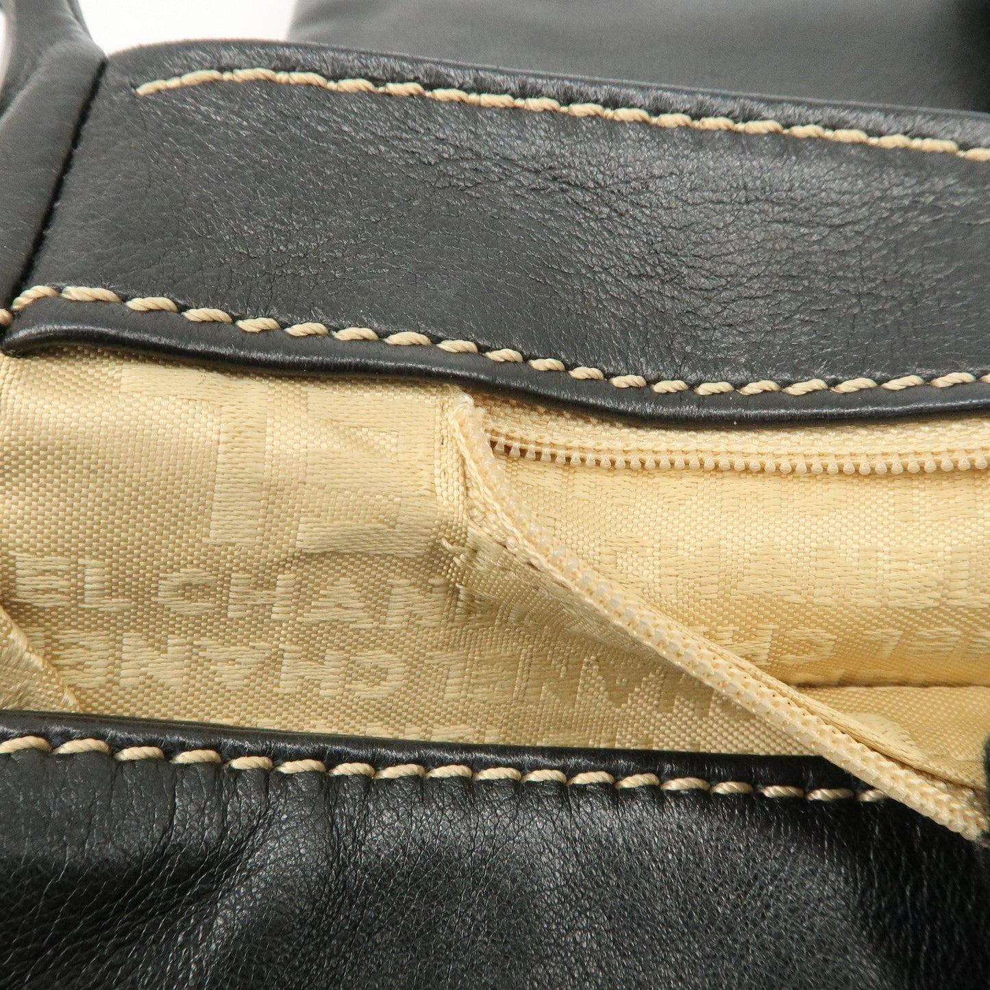 CHANEL COCO Mark Wild Stitch Lamb Skin Chain Shoulder Bag Black