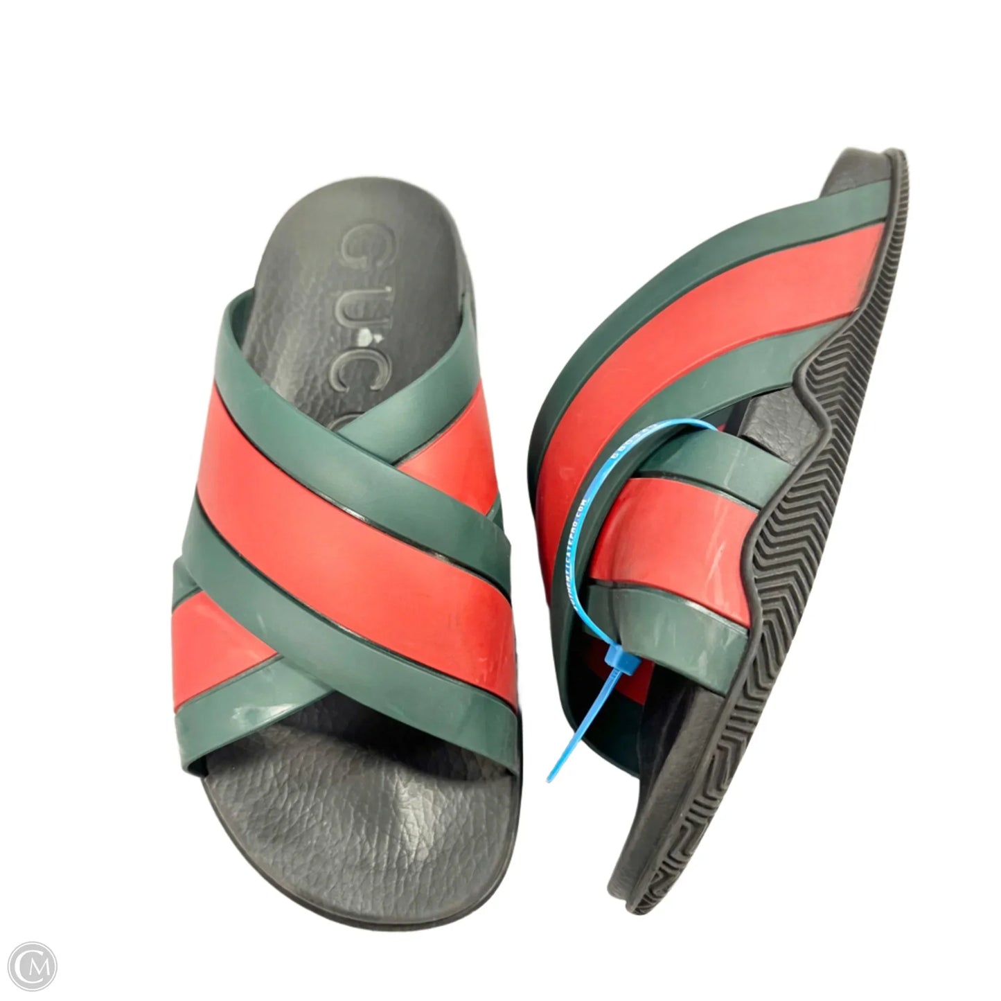 Sandals Luxury Designer By Gucci In Green & Red, Size: 8