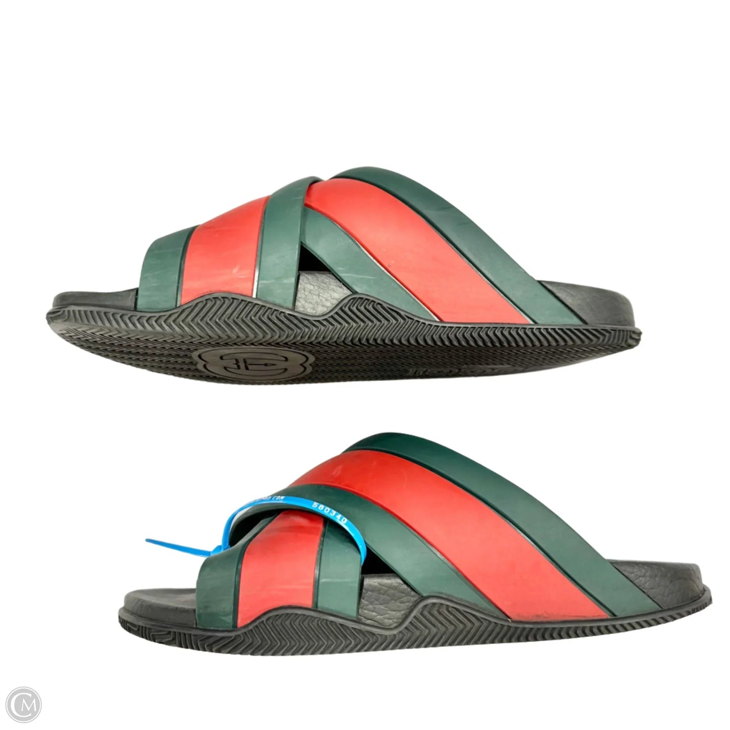 Sandals Luxury Designer By Gucci In Green & Red, Size: 8