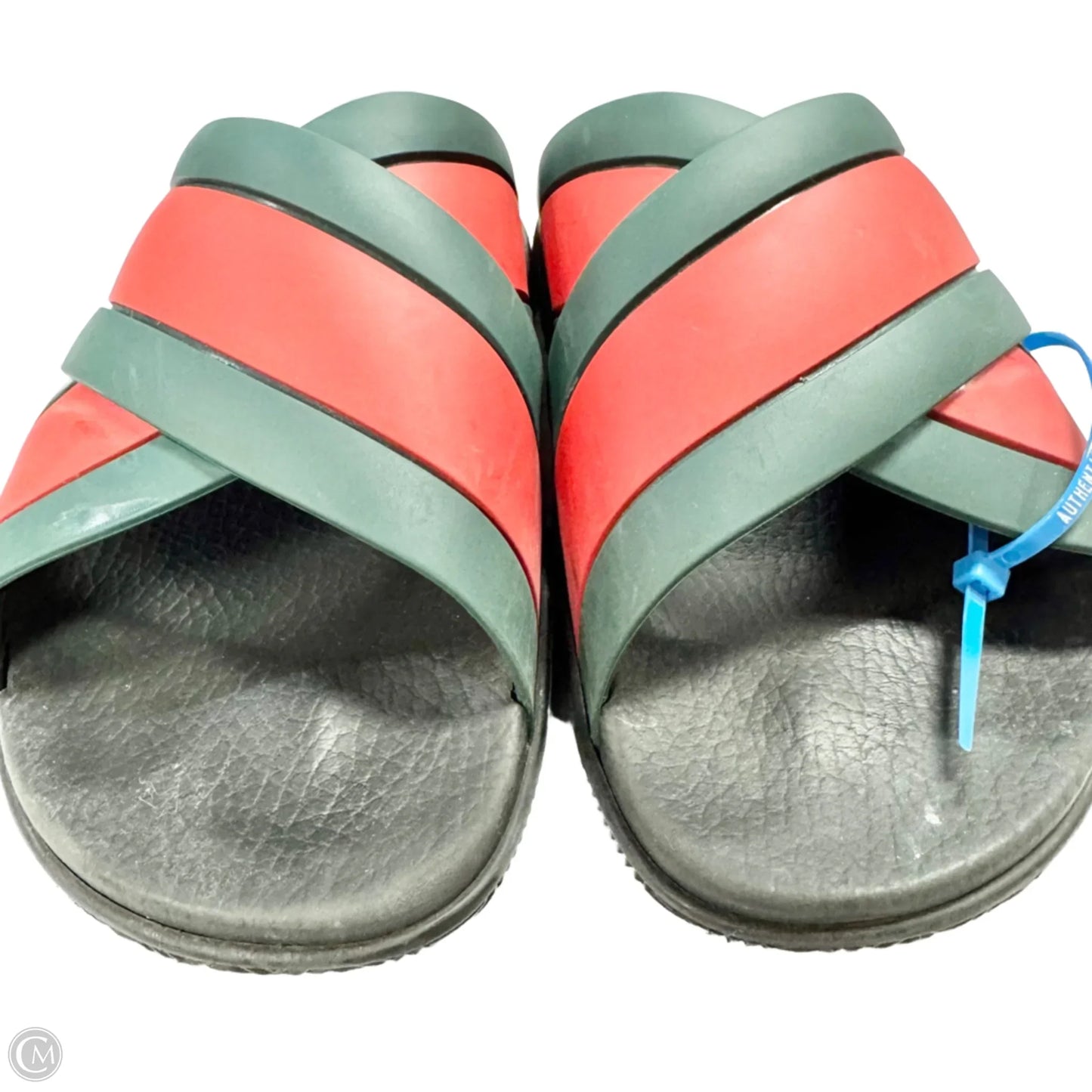 Sandals Luxury Designer By Gucci In Green & Red, Size: 8