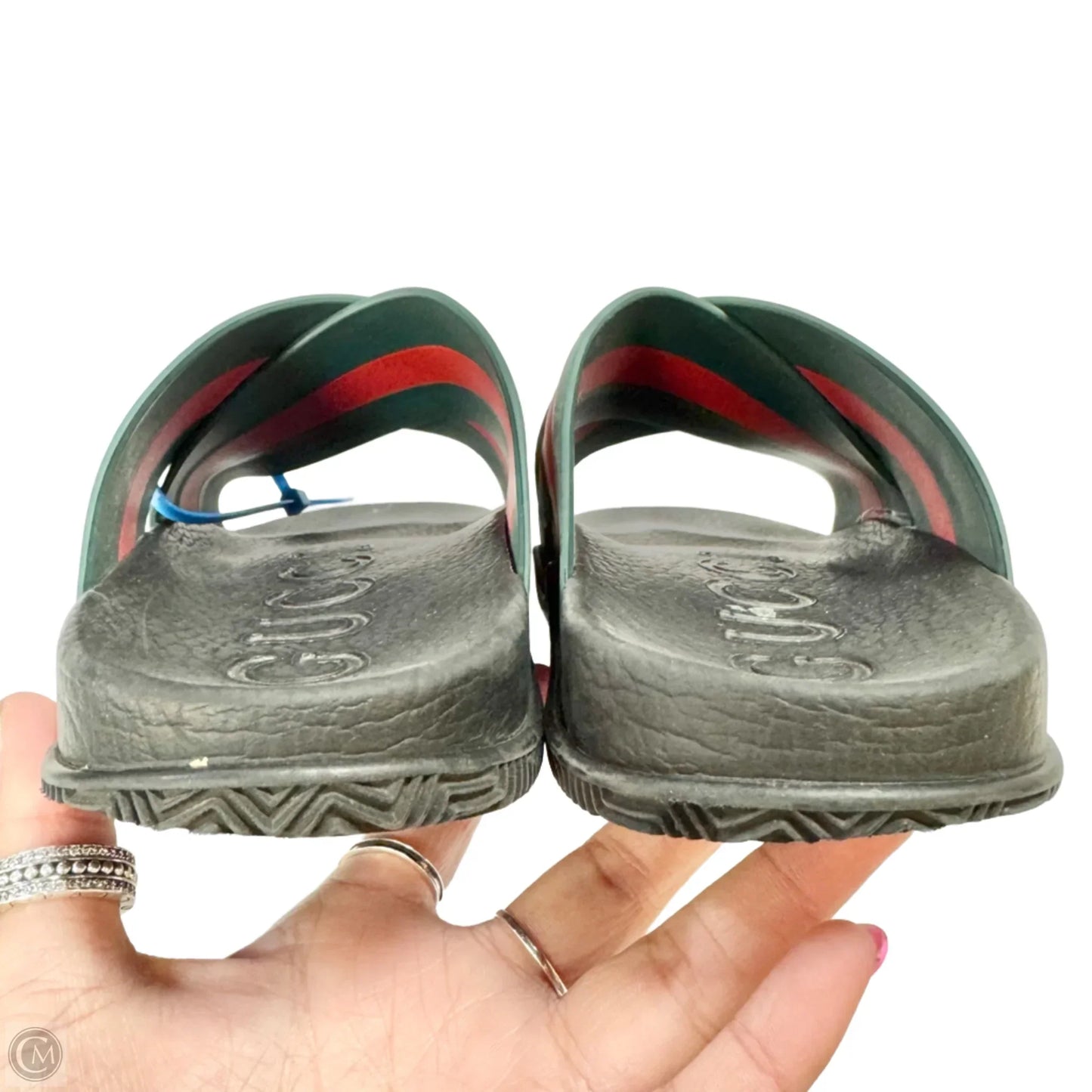 Sandals Luxury Designer By Gucci In Green & Red, Size: 8