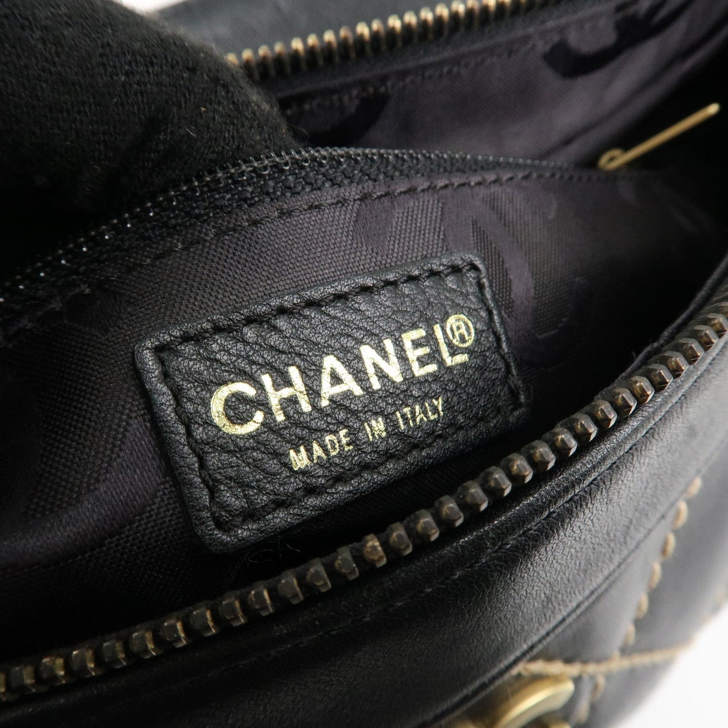 CHANEL Wild Stitch Lamb Skin Shoulder Bag Hand Bag Black A20663