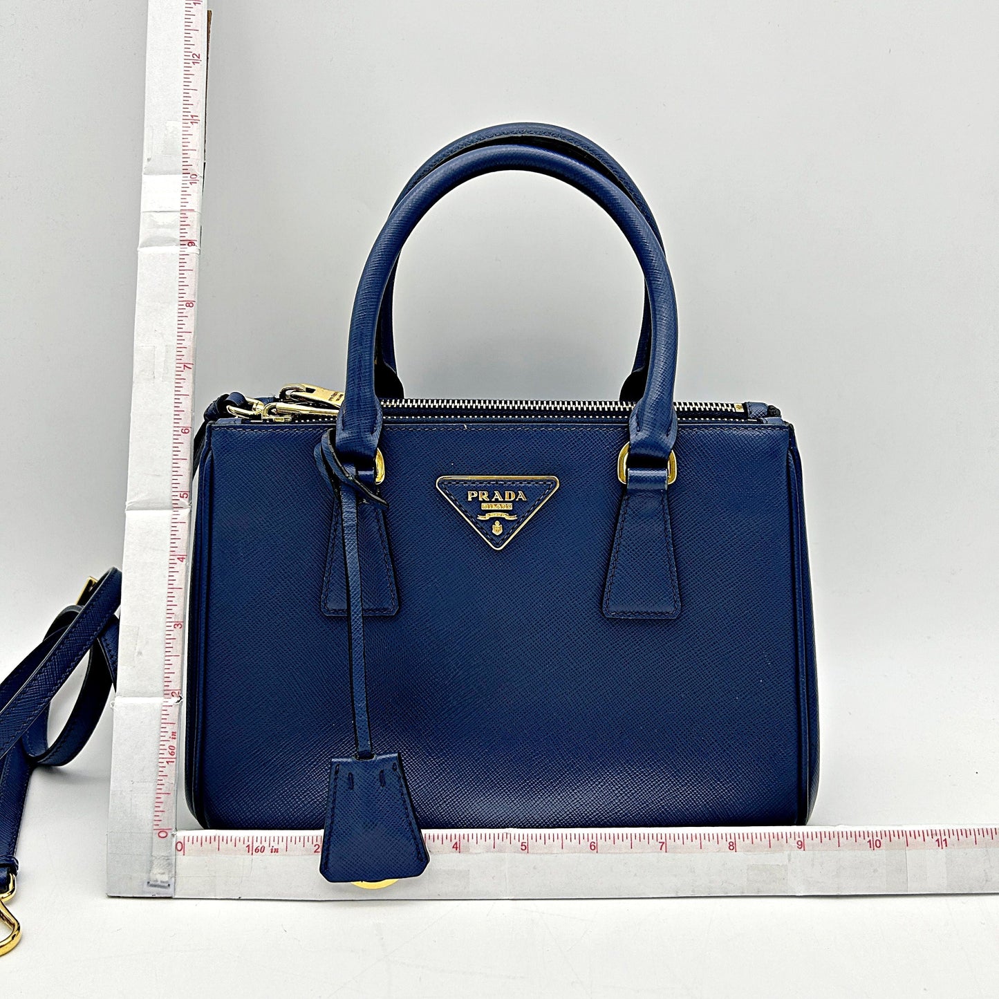 PRADA Saffiano Lux Small Galleria Double Zip Tote Bluette LA5070