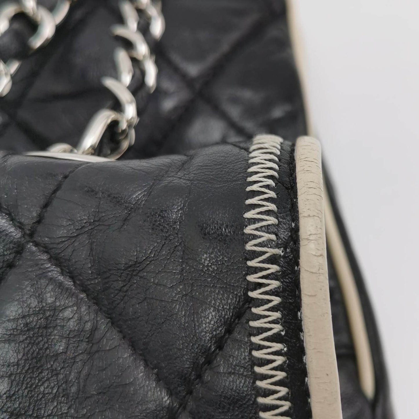 Chanel East West Mademoiselle Flap Bag 2008 Medium Black Leather Shoulder Bag