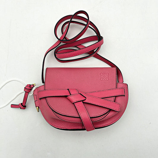 LOEWE Grained Calfskin Mini Gate Crossbody Bag Wild Rose LA42351