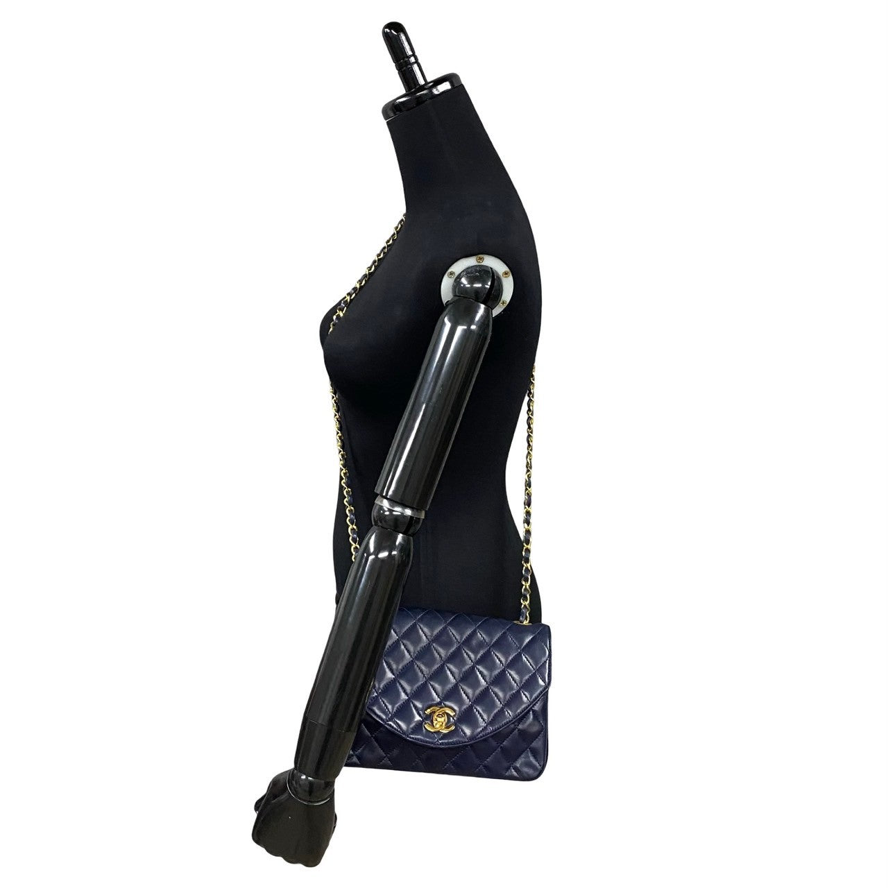 CHANEL Shoulder Bag lambskin Navy Matrasse