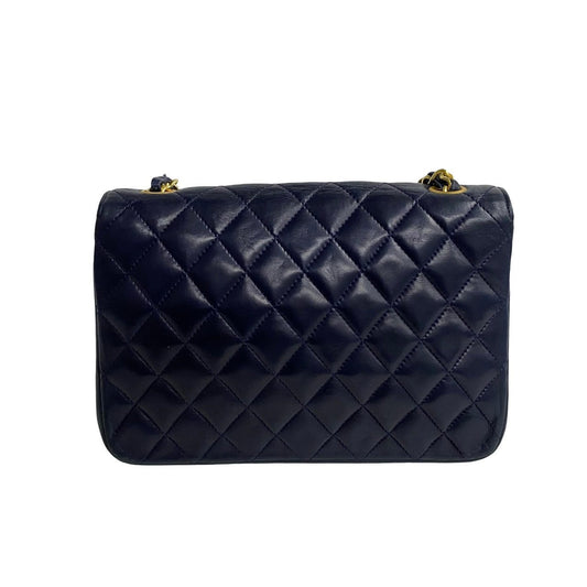 CHANEL Shoulder Bag lambskin Navy Matrasse